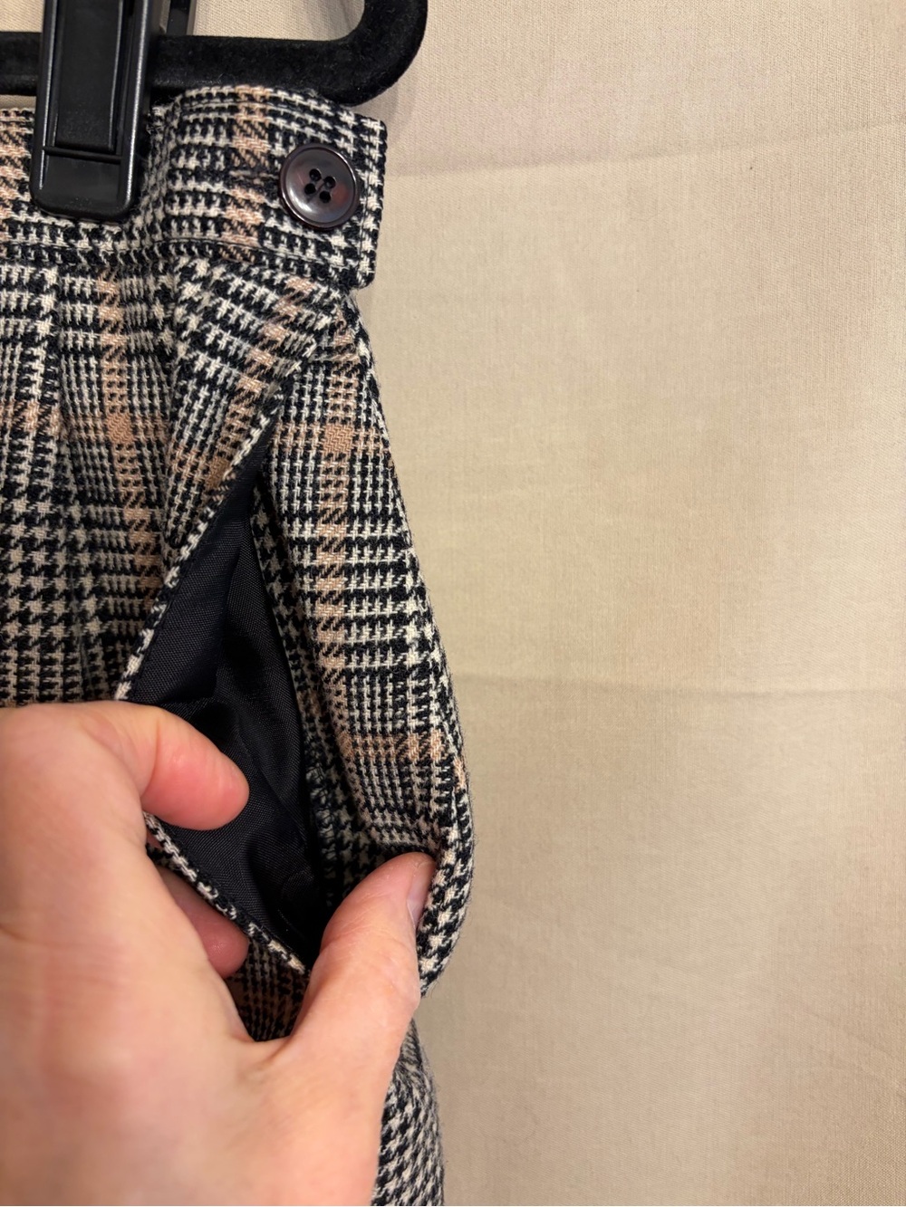 Vintage Pendleton Beige/Black Glen Plaid Pencil Skirt 100% Pure Virgin Wool - Picture 4 of 13